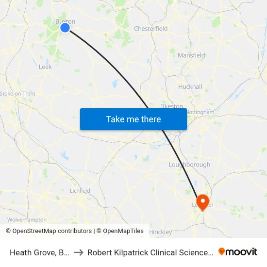 Heath Grove, Buxton to Robert Kilpatrick Clinical Sciences Building map