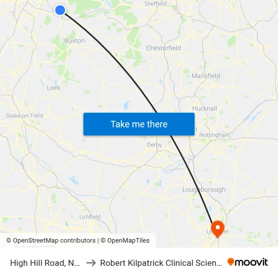 High Hill Road, New Mills to Robert Kilpatrick Clinical Sciences Building map