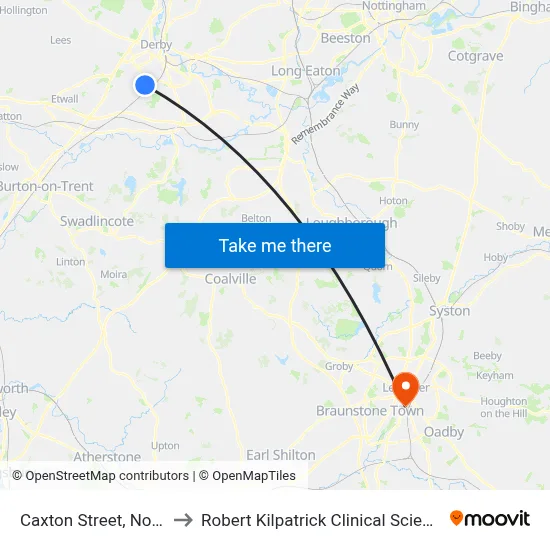 Caxton Street, Normanton to Robert Kilpatrick Clinical Sciences Building map