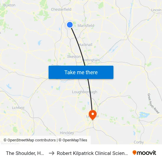 The Shoulder, Hardstoft to Robert Kilpatrick Clinical Sciences Building map