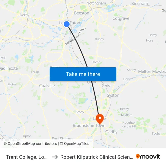 Trent College, Long Eaton to Robert Kilpatrick Clinical Sciences Building map