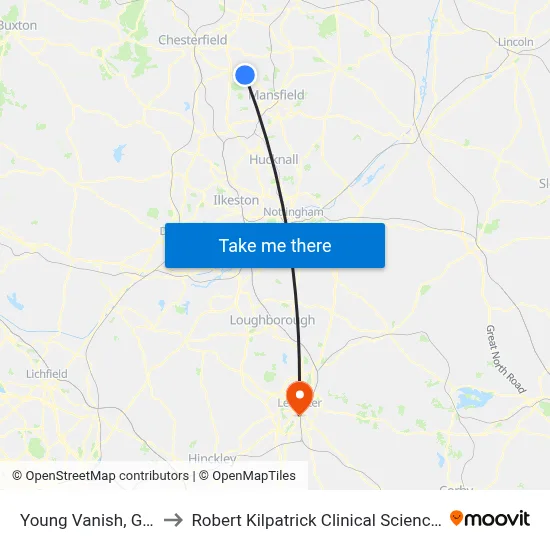 Young Vanish, Glapwell to Robert Kilpatrick Clinical Sciences Building map