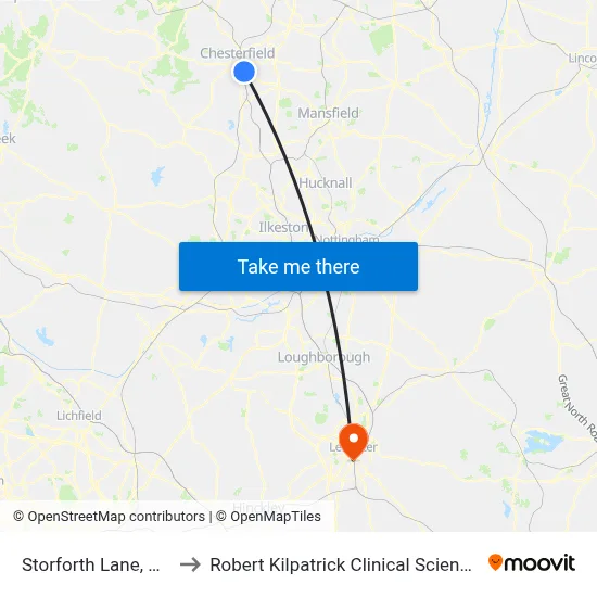 Storforth Lane, Hasland to Robert Kilpatrick Clinical Sciences Building map