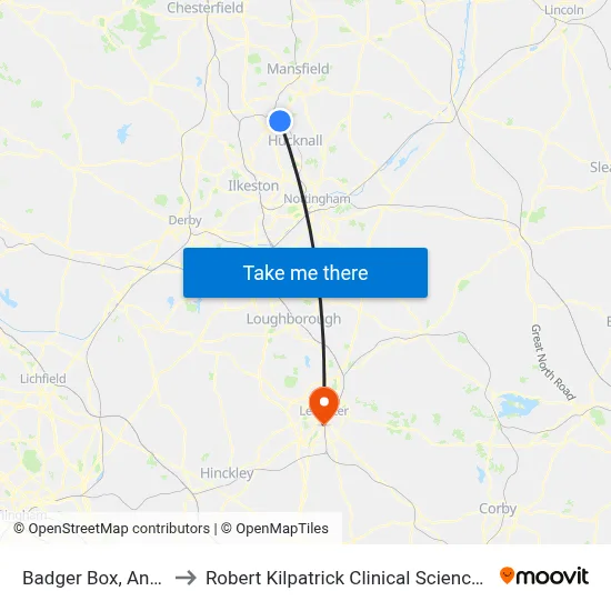 Badger Box, Annesley to Robert Kilpatrick Clinical Sciences Building map
