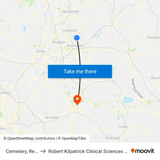 Cemetery, Redhill to Robert Kilpatrick Clinical Sciences Building map