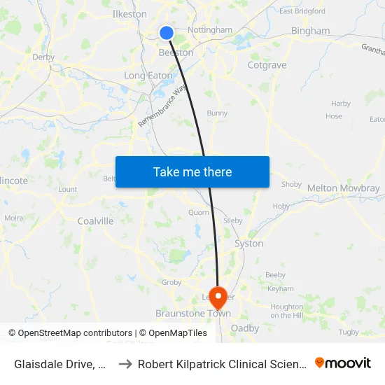 Glaisdale Drive, Wollaton to Robert Kilpatrick Clinical Sciences Building map