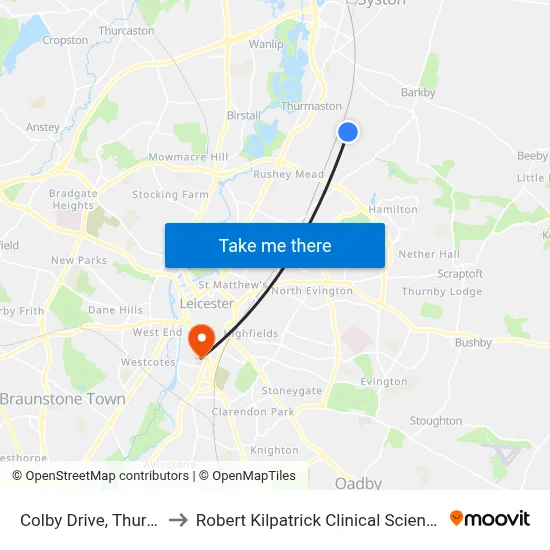 Colby Drive, Thurmaston to Robert Kilpatrick Clinical Sciences Building map