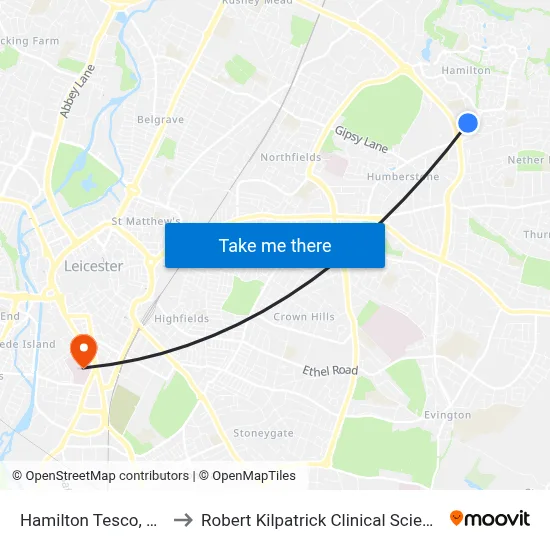 Hamilton Tesco, Hamilton to Robert Kilpatrick Clinical Sciences Building map