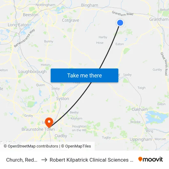 Church, Redmile to Robert Kilpatrick Clinical Sciences Building map
