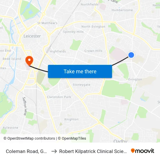 Coleman Road, Goodwood to Robert Kilpatrick Clinical Sciences Building map
