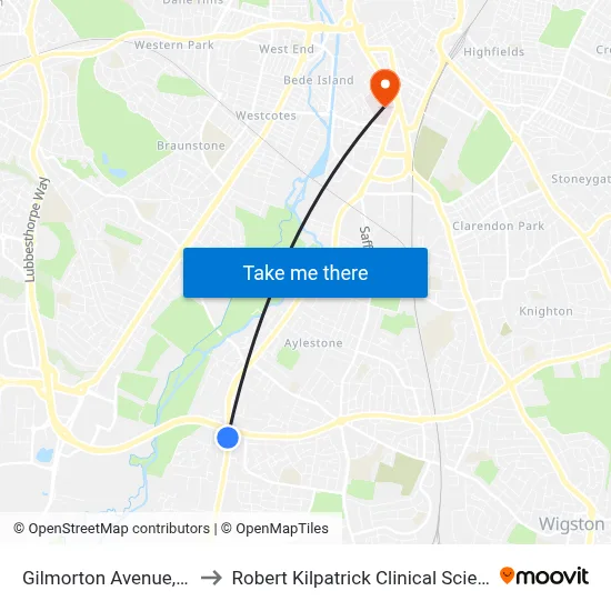 Gilmorton Avenue, Leicester to Robert Kilpatrick Clinical Sciences Building map