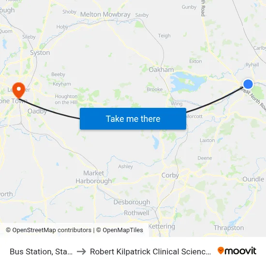 Bus Station, Stamford to Robert Kilpatrick Clinical Sciences Building map