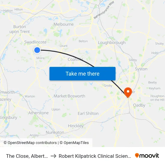 The Close, Albert Village to Robert Kilpatrick Clinical Sciences Building map