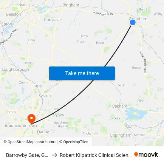 Barrowby Gate, Grantham to Robert Kilpatrick Clinical Sciences Building map