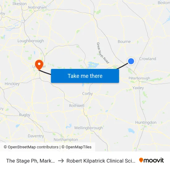 The Stage Ph, Market Deeping to Robert Kilpatrick Clinical Sciences Building map