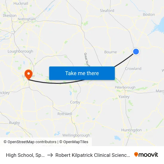 High School, Spalding to Robert Kilpatrick Clinical Sciences Building map