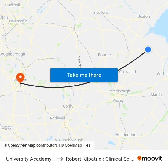 University Academy, Holbeach to Robert Kilpatrick Clinical Sciences Building map