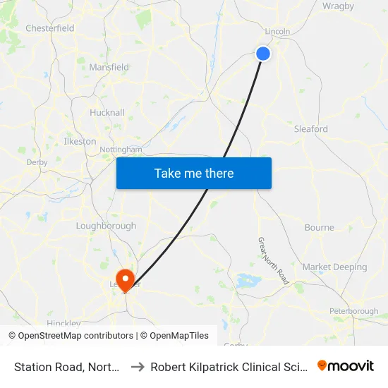 Station Road, North Hykeham to Robert Kilpatrick Clinical Sciences Building map
