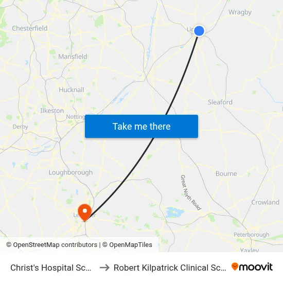 Christ's Hospital School, Lincoln to Robert Kilpatrick Clinical Sciences Building map