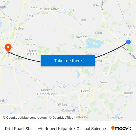 Drift Road, Stamford to Robert Kilpatrick Clinical Sciences Building map
