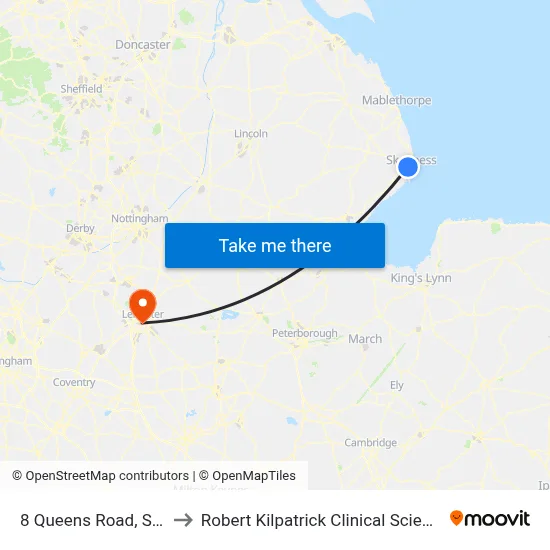 8 Queens Road, Skegness to Robert Kilpatrick Clinical Sciences Building map