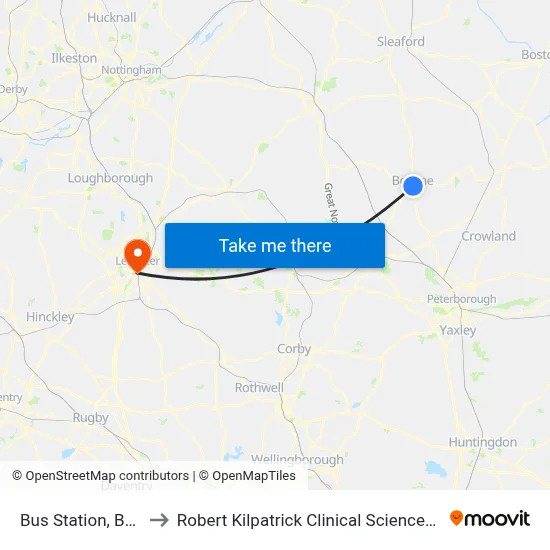 Bus Station, Bourne to Robert Kilpatrick Clinical Sciences Building map