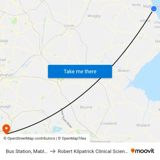 Bus Station, Mablethorpe to Robert Kilpatrick Clinical Sciences Building map