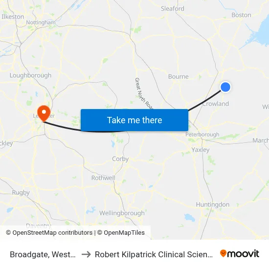Broadgate, Weston Hills to Robert Kilpatrick Clinical Sciences Building map