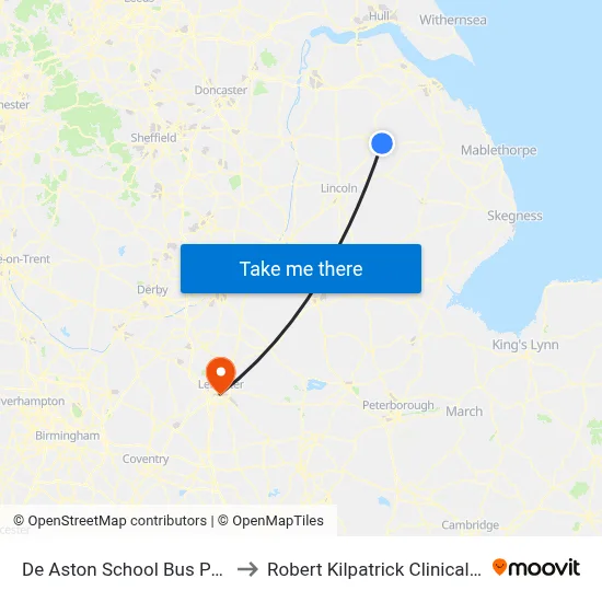 De Aston School Bus Park, Market Rasen to Robert Kilpatrick Clinical Sciences Building map
