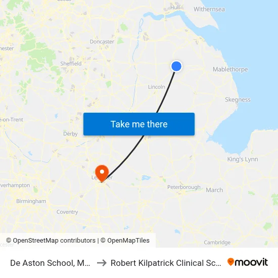 De Aston School, Market Rasen to Robert Kilpatrick Clinical Sciences Building map