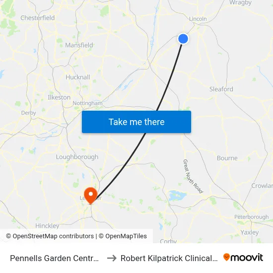 Pennells Garden Centre, South Hykeham to Robert Kilpatrick Clinical Sciences Building map