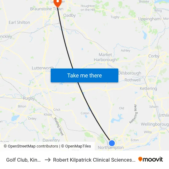 Golf Club, Kingsley to Robert Kilpatrick Clinical Sciences Building map