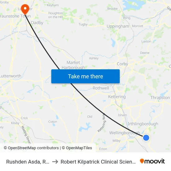 Rushden Asda, Rushden to Robert Kilpatrick Clinical Sciences Building map