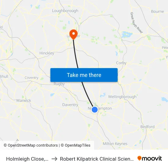 Holmleigh Close, Duston to Robert Kilpatrick Clinical Sciences Building map