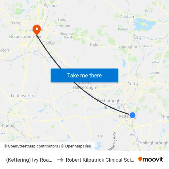 (Kettering) Ivy Road, Kettering to Robert Kilpatrick Clinical Sciences Building map