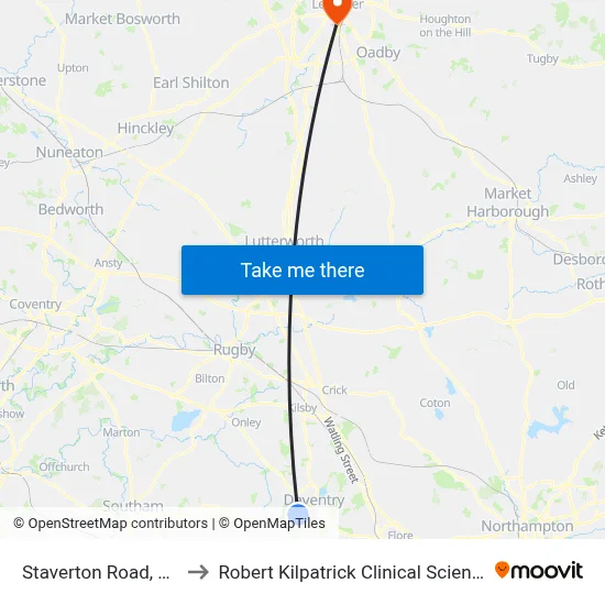 Staverton Road, Daventry to Robert Kilpatrick Clinical Sciences Building map