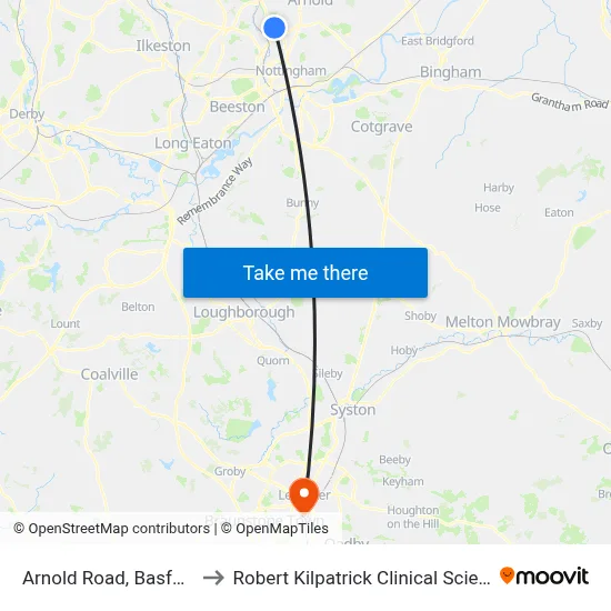 Arnold Road, Basford (Sh50) to Robert Kilpatrick Clinical Sciences Building map