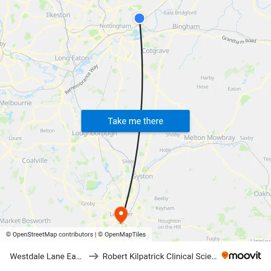 Westdale Lane East, Carlton to Robert Kilpatrick Clinical Sciences Building map