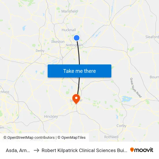 Asda, Arnold to Robert Kilpatrick Clinical Sciences Building map