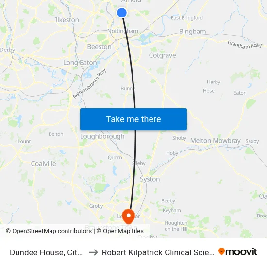 Dundee House, City Hospital to Robert Kilpatrick Clinical Sciences Building map