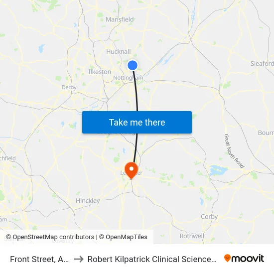 Front Street, Arnold to Robert Kilpatrick Clinical Sciences Building map