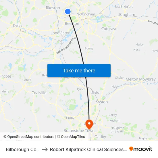 Bilborough College to Robert Kilpatrick Clinical Sciences Building map