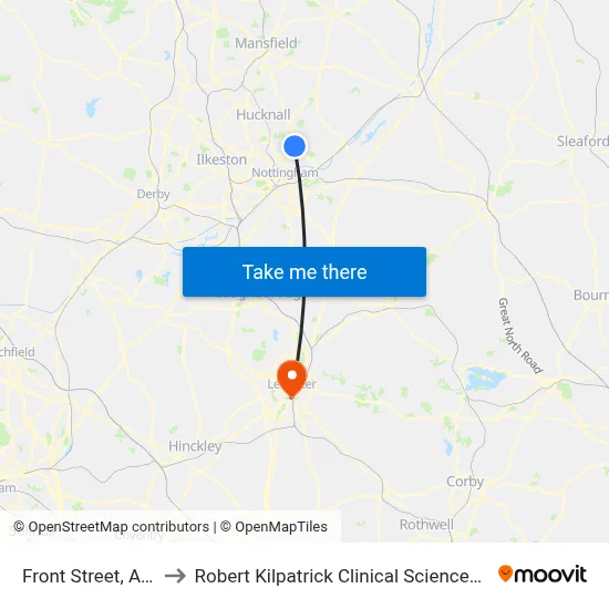 Front Street, Arnold to Robert Kilpatrick Clinical Sciences Building map