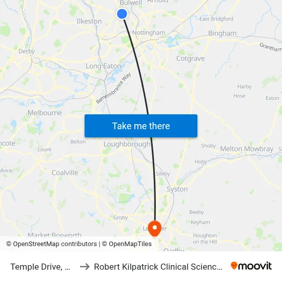 Temple Drive, Nuthall to Robert Kilpatrick Clinical Sciences Building map