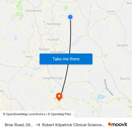 Briar Road, Ollerton to Robert Kilpatrick Clinical Sciences Building map