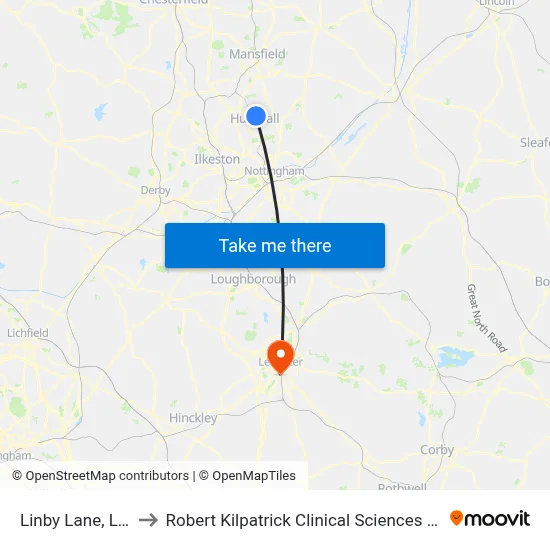 Linby Lane, Linby to Robert Kilpatrick Clinical Sciences Building map