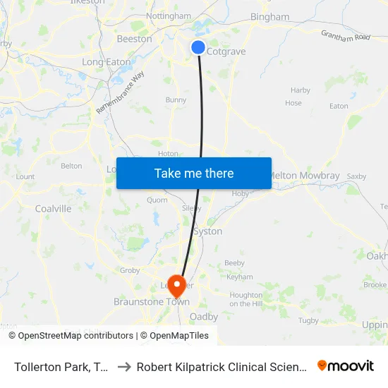 Tollerton Park, Tollerton to Robert Kilpatrick Clinical Sciences Building map