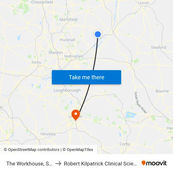 The Workhouse, Southwell to Robert Kilpatrick Clinical Sciences Building map