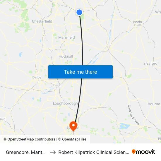 Greencore, Manton Wood to Robert Kilpatrick Clinical Sciences Building map