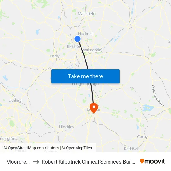 Moorgreen to Robert Kilpatrick Clinical Sciences Building map